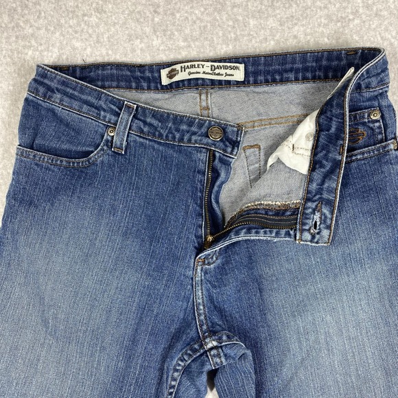 Harley-Davidson Bootcut Jean Women 10 Regular 32x32 Blue Excellent Stretch Biker - Picture 5 of 12